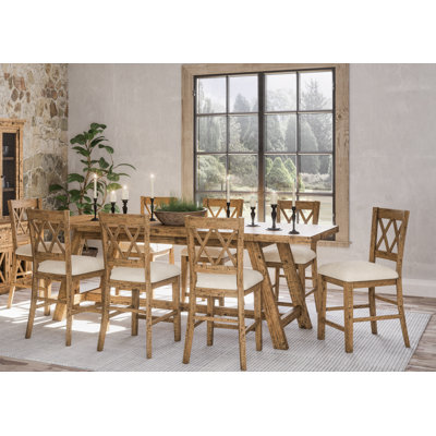 Maxine - Person Extendable Solid Wood Solid Wood Top Trestle Dining Set