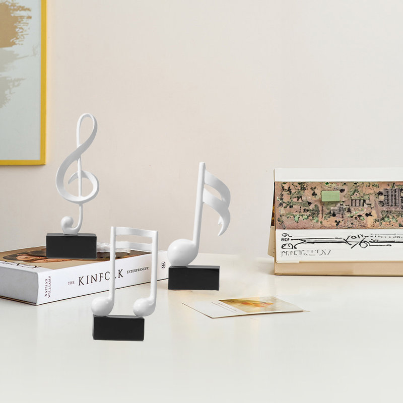 3 Pieces Music Note Sculptures For Home Decor Shelf Decor, White