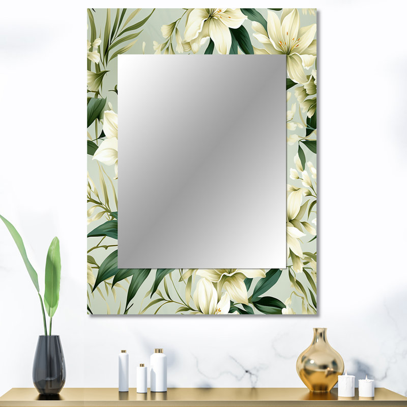 Casiyah Bamboo Whispers Tropical Pattern - tropical  Mirror, Botanical, Floral Decorative Wall Mirror, Printed Metal Art