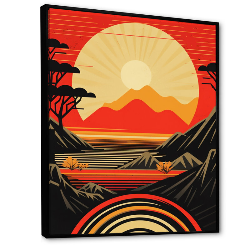 Red Bold Sunset III, reproduction d'art sur toile, Cadre flottant noir, H 44 po x l 34 po x P 1,5 po