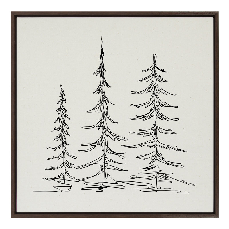 «Minimalist Evergreen Trees S croquis» par The Creative Bunch Studio, reproduction d'art sur toile encadrée, Brun