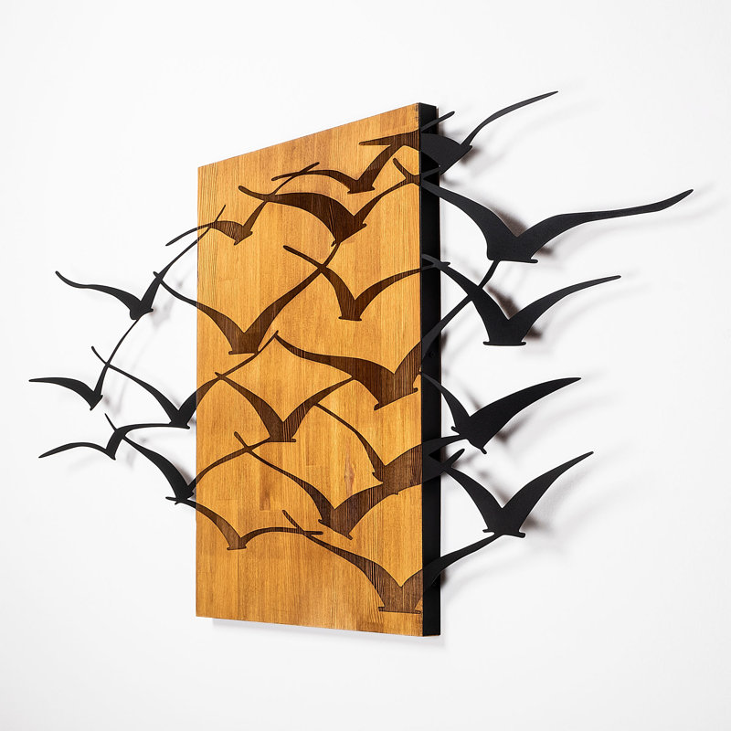 Accessoire mural décoratif en bois, noyer et noir, 27,6 po x 55,1 po | 50% bois véritable (épaisseur: 1,2 po) et métal (épaisseur: 0,06 po) | Conception unique avec des variations de couleurs naturelles, parfaite pour un décor moderne
