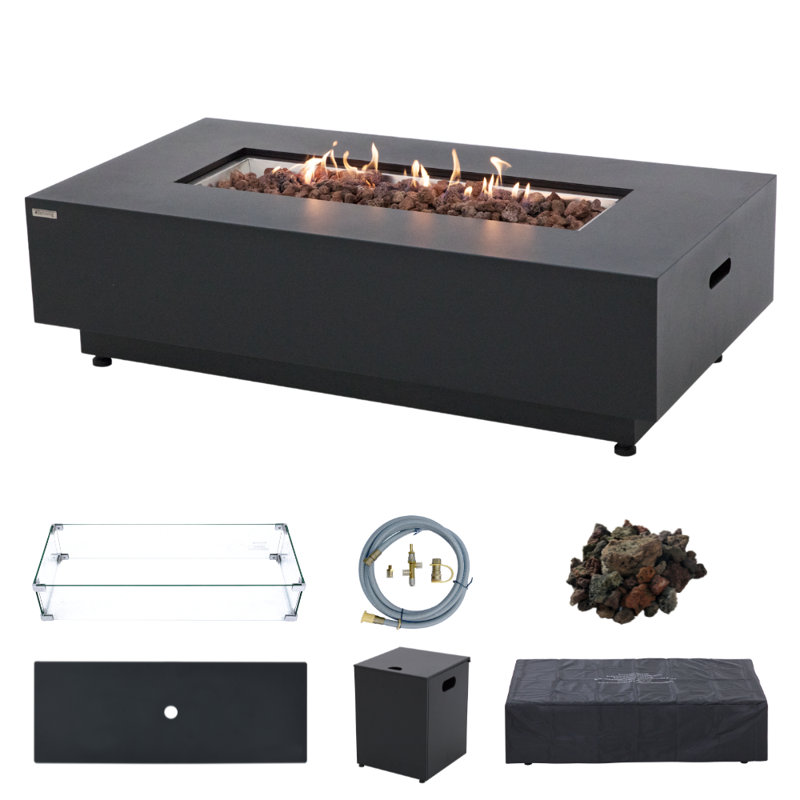 Westwood Propane Fire Pit Bundle 50” Outdoor Firepit 50,000 BTU Firepits for Outside with Windscreen, Tank Cover, Rain Cover, Converter Kit, Lava Rocks, Lid CSA Certified