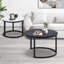 Ensemble de 2 tables basses gigognes rondes, table d'appoint fendue et compacte avec cadre circulaire en métal pour le salon, la chambre et le balcon
