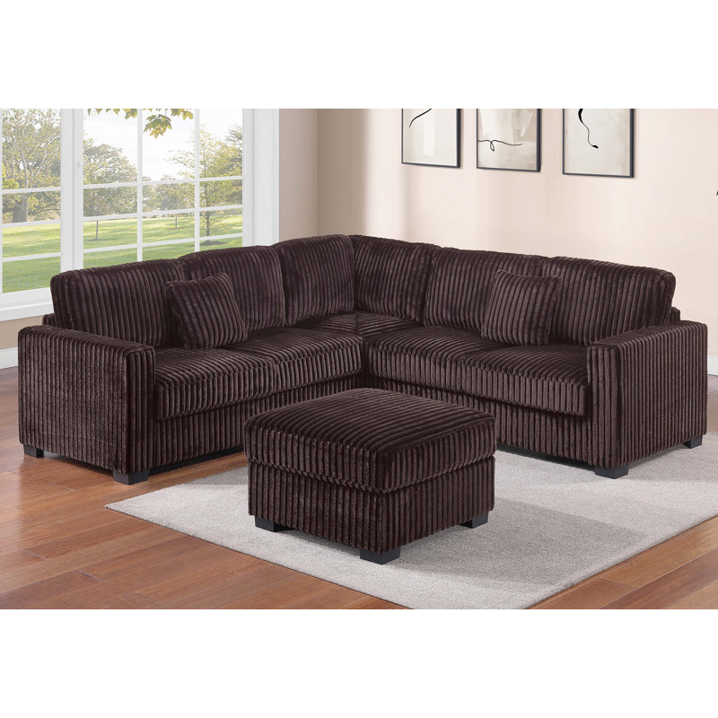 Ensemble modulaire 4 pièces Rosanne, Velours côtelé café