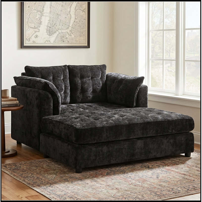 Canapé 2 places avec accoudoirs moelleux, Black