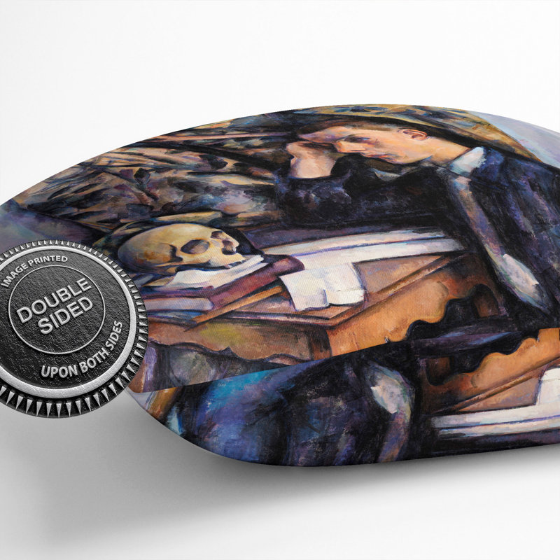Young Man And Skull Square Throw Cushion, 40cm H x 40cm W x 15cm D