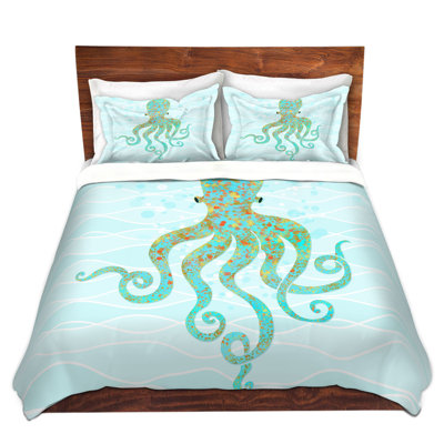 Ensemble de housse de couette simple DiaNoche en microfibre par Tina Lavoie - Olivia Octopus