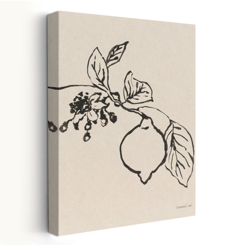Crop art beige et noir à agrumes d'été III, H 60 po x l 40 po