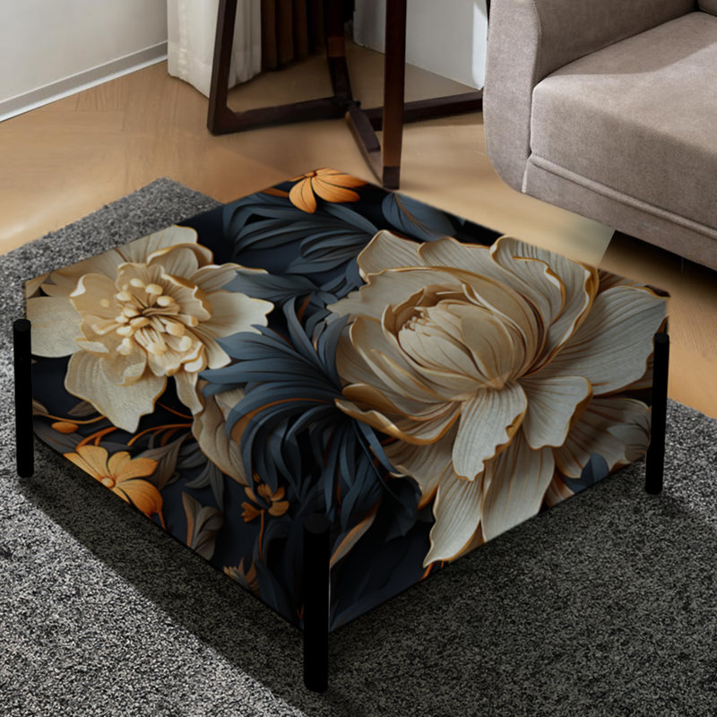 Peony Floral Elegance Whispers - Grand repose-pieds carré floral