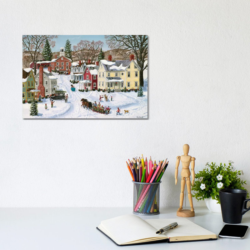 Christmas Sleigh by Bob Fair - Wrapped Canvas Gallery-Wrapped Canvas Giclée, 20.32 cm H x 30.48 cm W