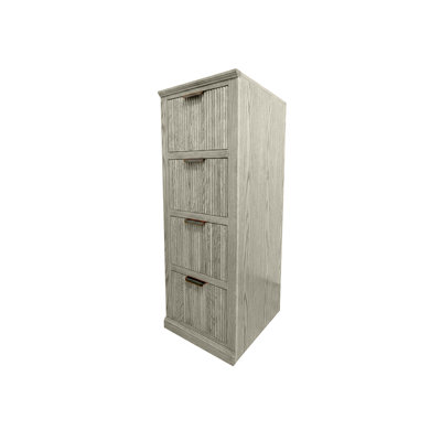 Modern Fluted Solid Oak Wood 4 Drawer File Cabinet