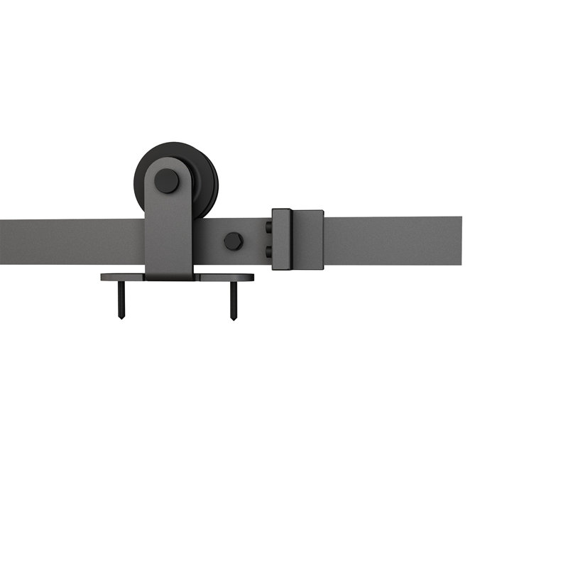 Bastille 37'' x 84'' Clear Glass Black Metal Sliding Barn Door