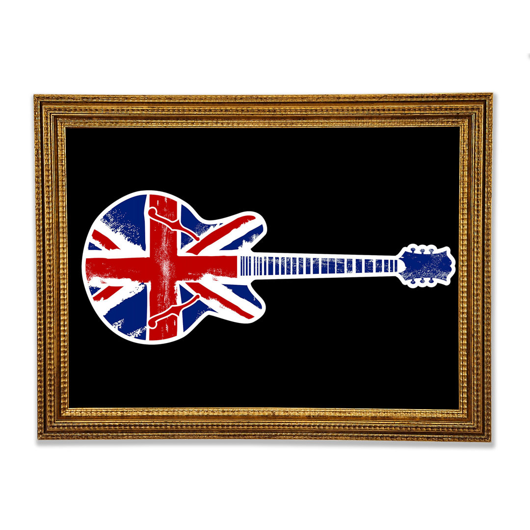 Gitarre Britische Flagge Gerahmter Druck