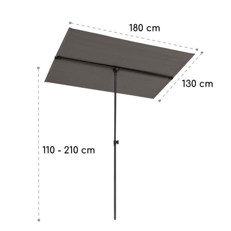 11.2cm X 11.5cm Rectangular Balcony Parasol, Grey