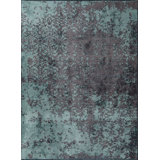 Rapture Aqua Blue/Pink Toile Luxury Area Rug