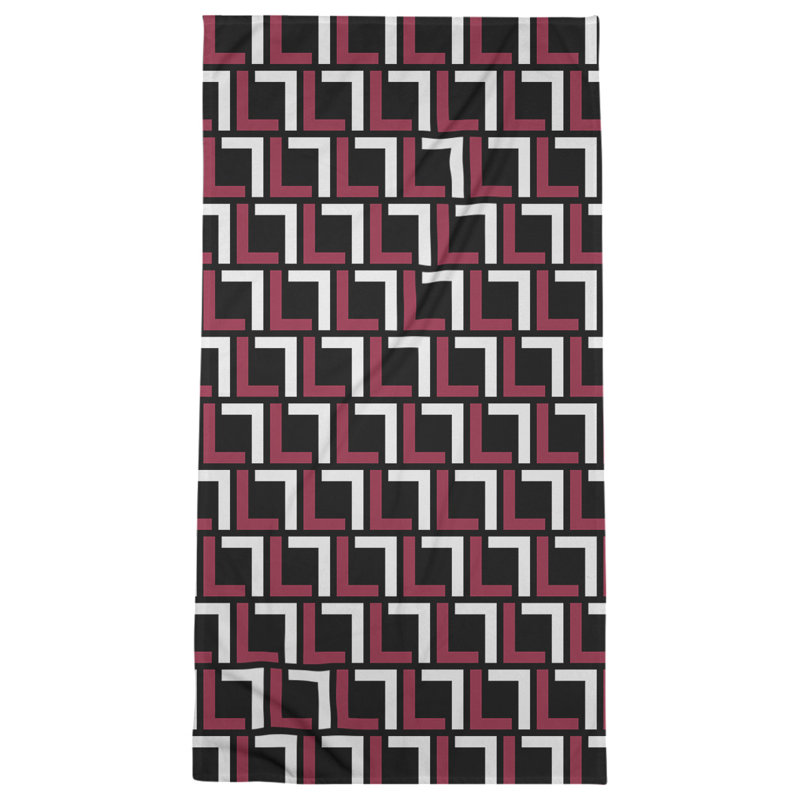 Bath Towel, Black/Red/White