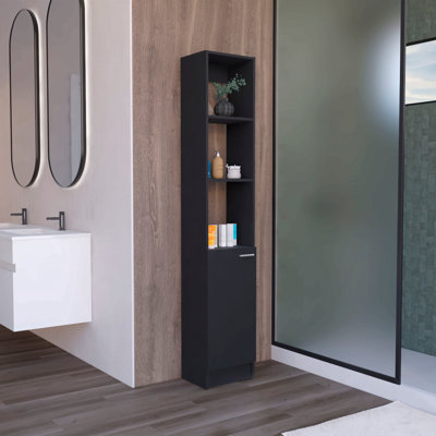 Linen Bathroom Storage Cabinet With One Doors, Tall Bathroom Cabinet With 6 Shelves, For Bathroom, Living Room, Kitchen
