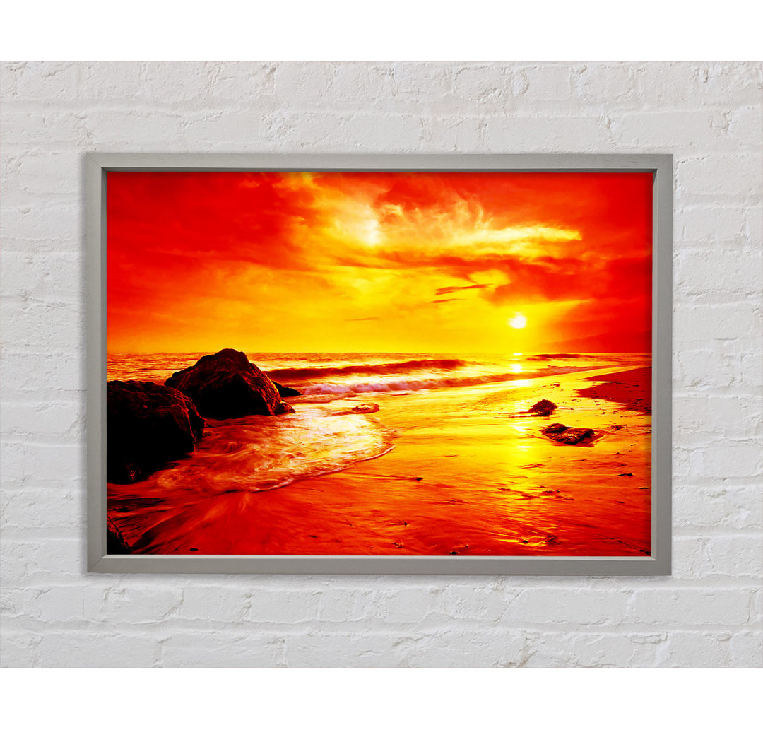 Blazing Orange Seas - Einzelner Bilderrahmen Kunstdrucke auf Leinwand