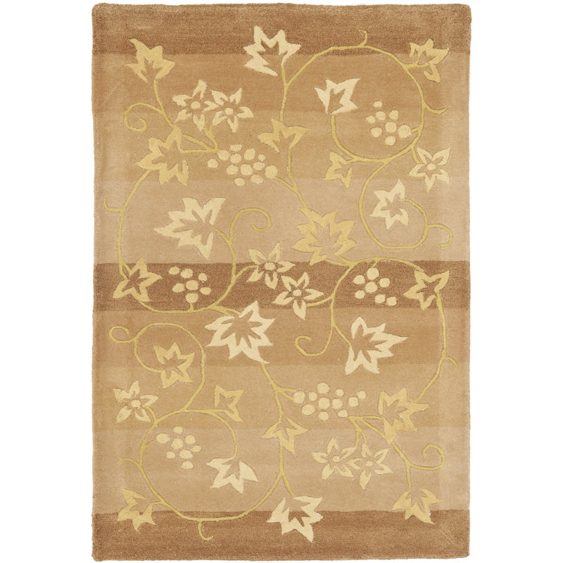 French Tapis Hand Tufted Silk And Wool Floral Rug, Rectangle 3' x 5'