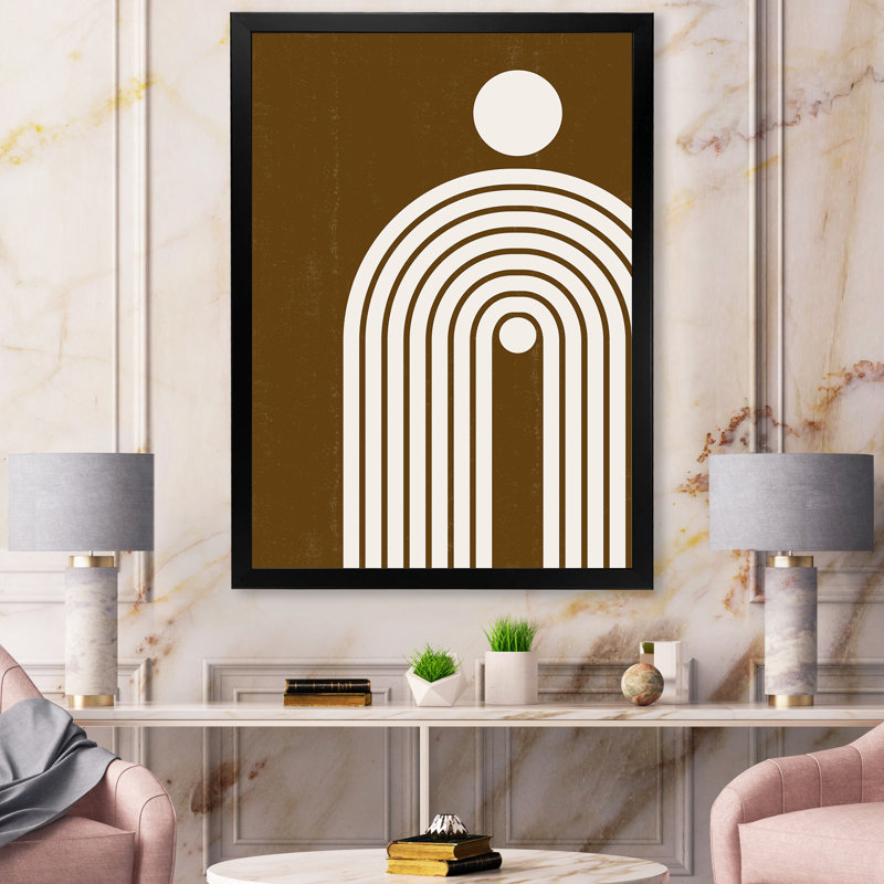 «Terracotta Minimalist Boho Rainbow II», impression sur toile, Toile avec cadre noir, H 40 po x l 30 po x 1,5 po