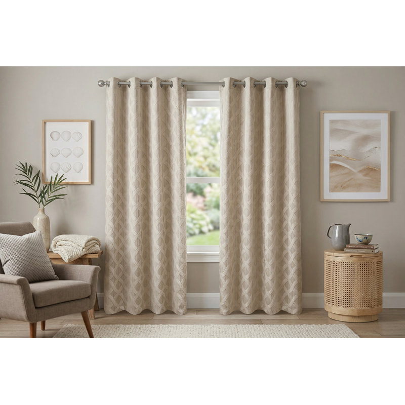 Panneau de rideau à œillets en jacquard tissé taupe - 137 x 213 cm - Rideau filtrant la lumière