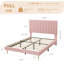 Full Size Velvet Bed Frame, Vertical Channel Tufted Headboard, Height Adjustable, Upholstered Platform Bed, No Box Spring Needed-2106930819