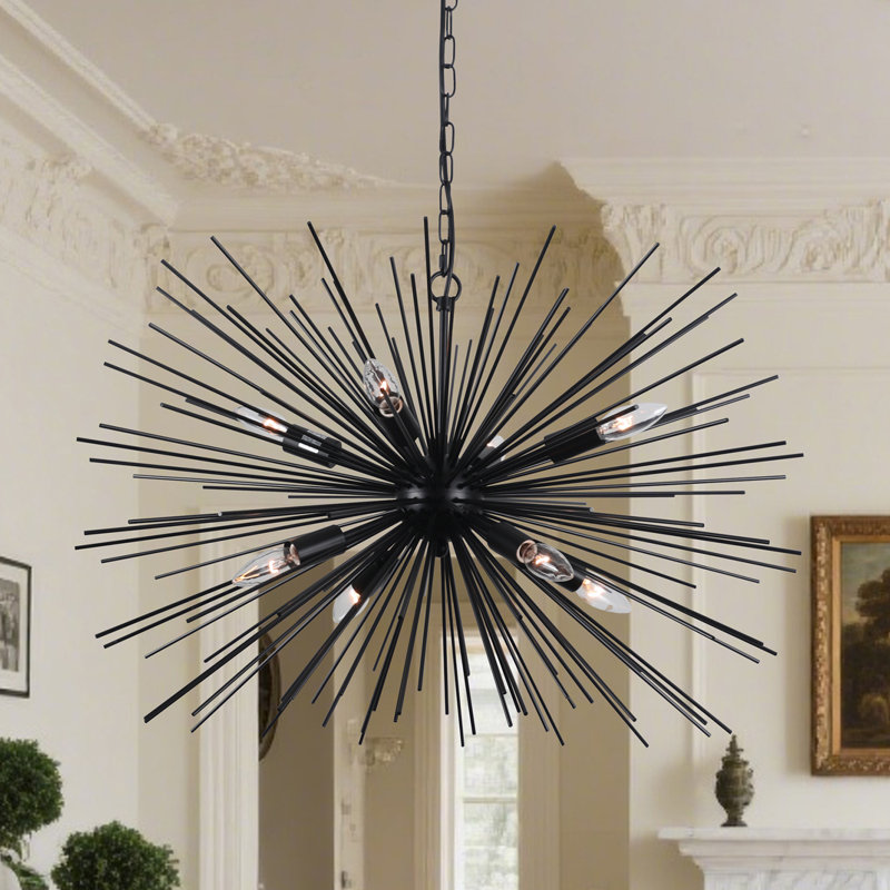 8 Lights Black Sputnik Chandelier 