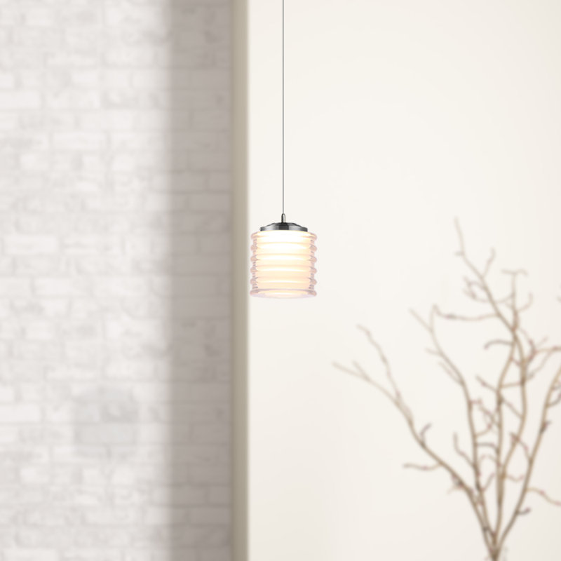Luminaire suspendu tambour 1 lumière Boley, Chrome