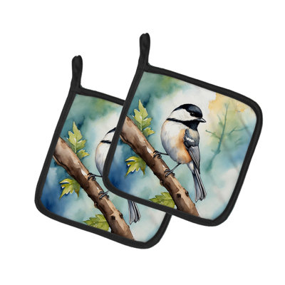 Massachusetts Blackcapped Chickadee Pair of Pot Holders
