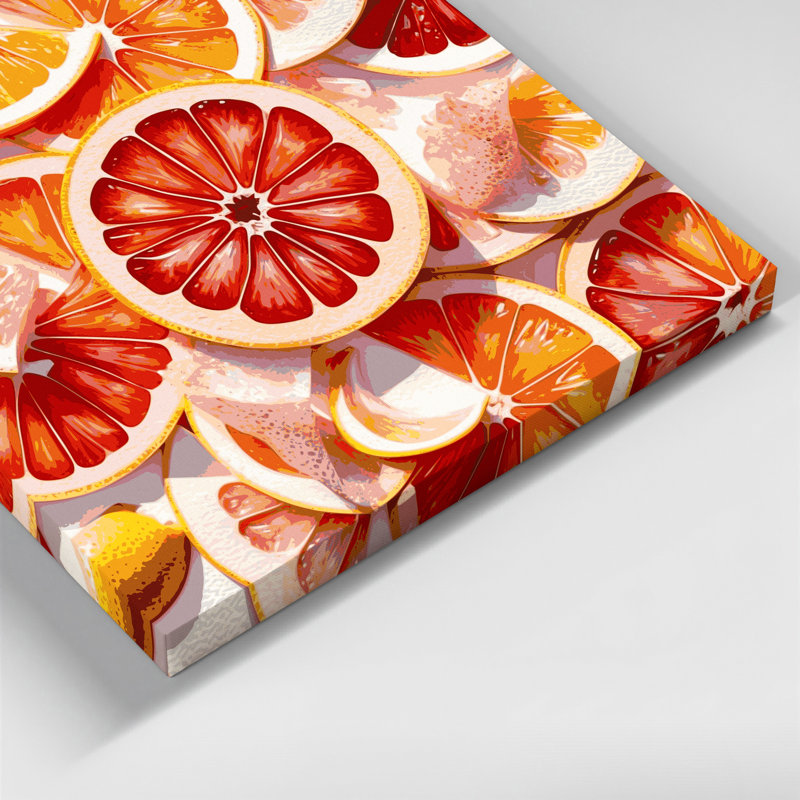 Fruit Grapefruit White Red Canvas Wall Art, 16" H x 16" W
