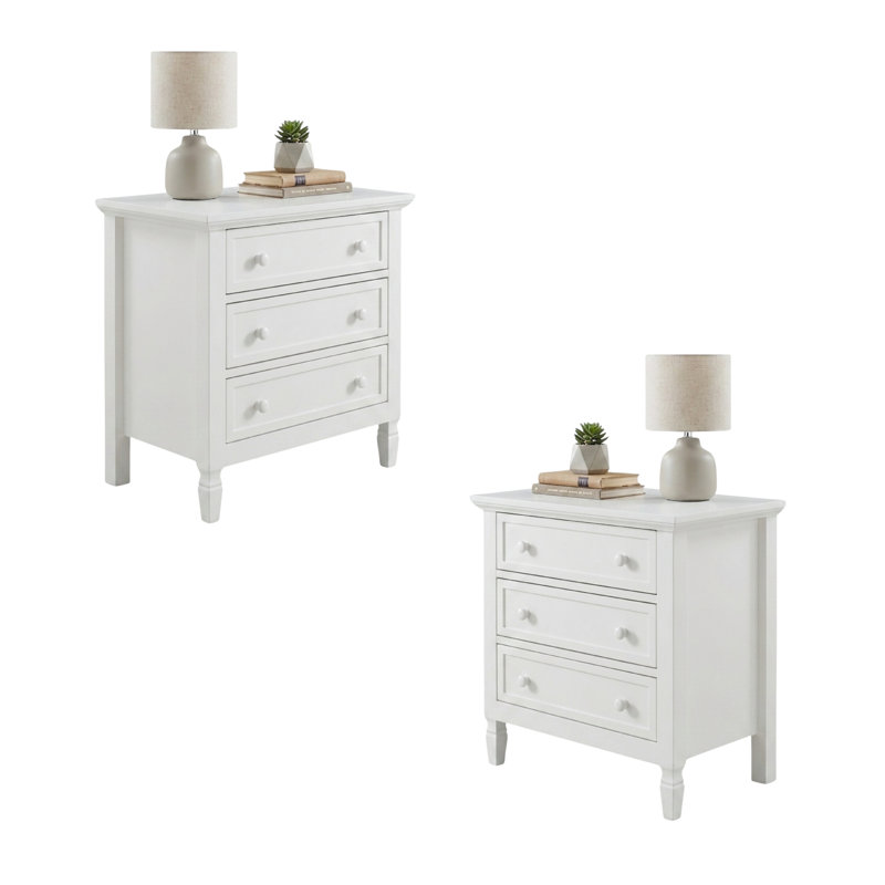  Ensemble de 2 tables de chevet 3 tiroirs, table de chevet avec tiroirs de rangement, table de chevet pour la chambre à coucher, table de bout ou table d'appoint Lilac