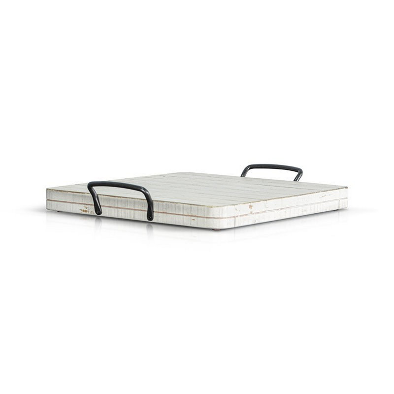 Plateau en bois massif Chans, Blanc