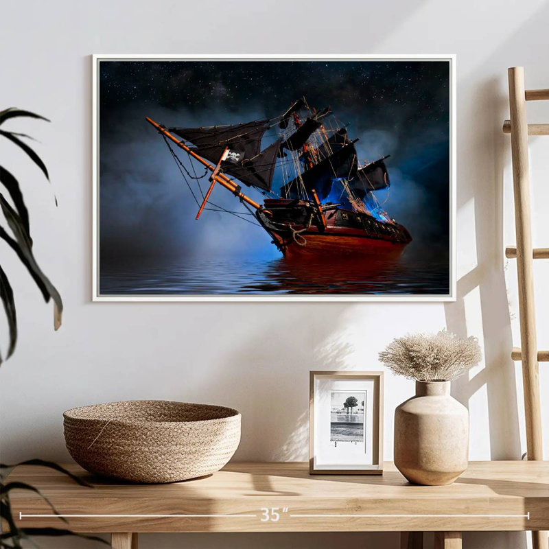 Bateau pirate, Cadre flottant blanc, 25 po x 17 po