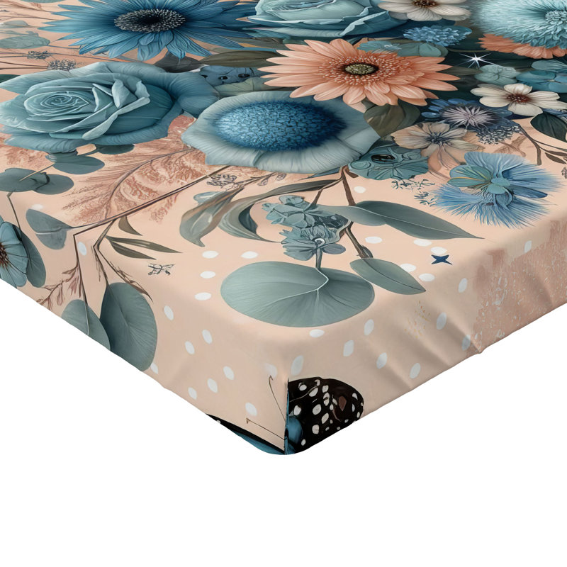 Microfiber Floral Fitted Sheet, Full Fitted Sheet