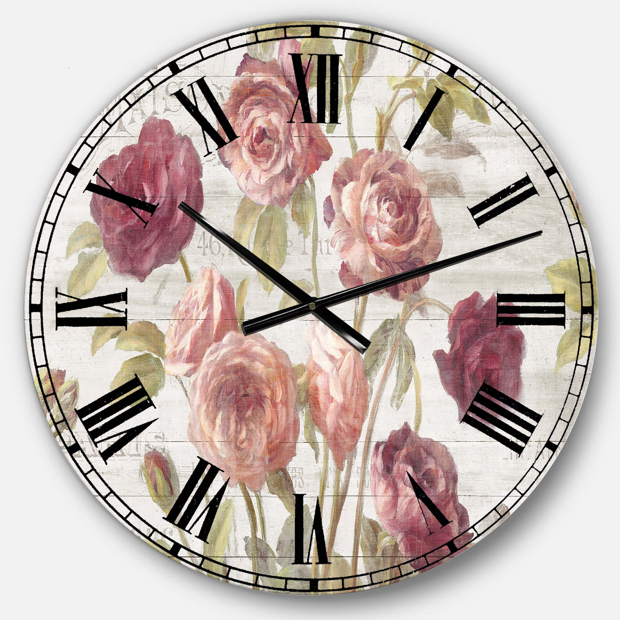 The Twillery Co.® Swigart French Roses I - Farmhouse wall clock | Wayfair