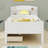 Wood Platform Bed With Built-In LED Light, Multi-Functional Headboard, Guardrail And 2 Drawers-1324353536