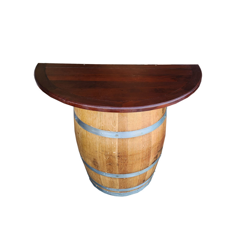 Support pour tonneau à vin fendu avec plateau en bois de teck, l 36 po x H 36 po x P 13 po