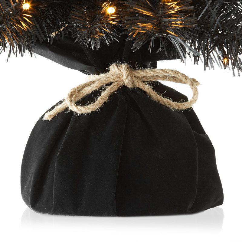 2FT Pre-Lit Artificial Mini Tabletop Christmas Tree, Black