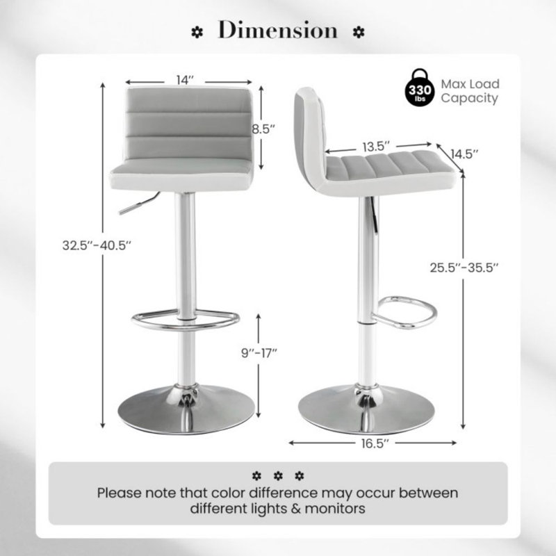 Ensemble de 2 tabourets de bar réglables en similicuir