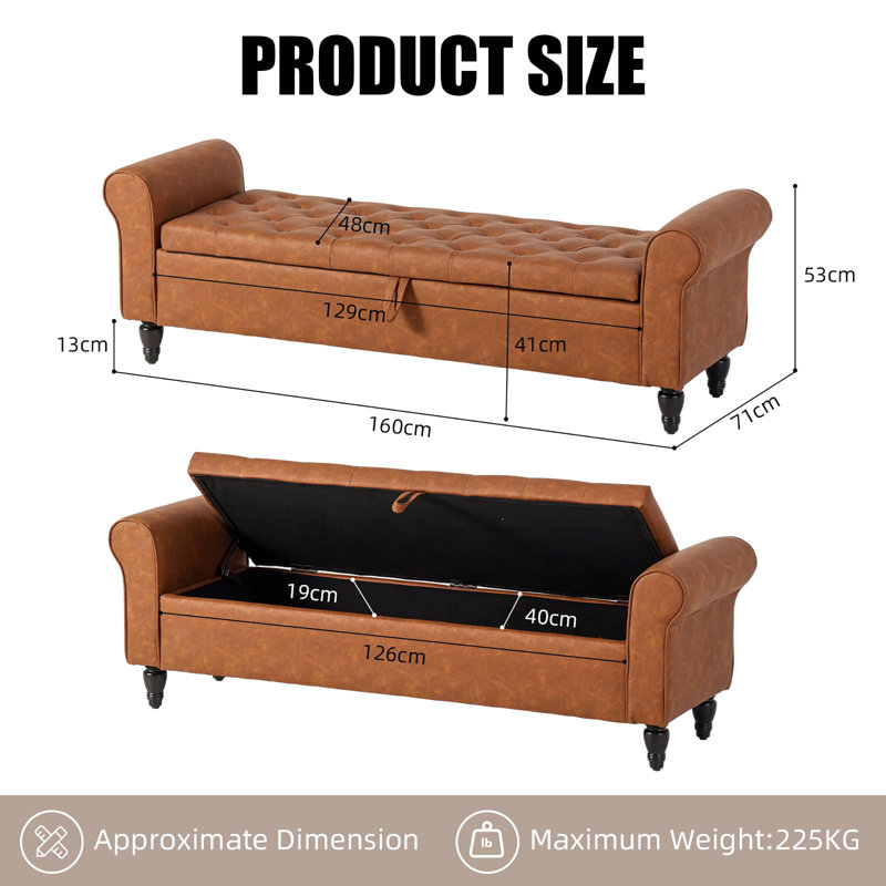 Faux Leather Upholstered Storage Bench