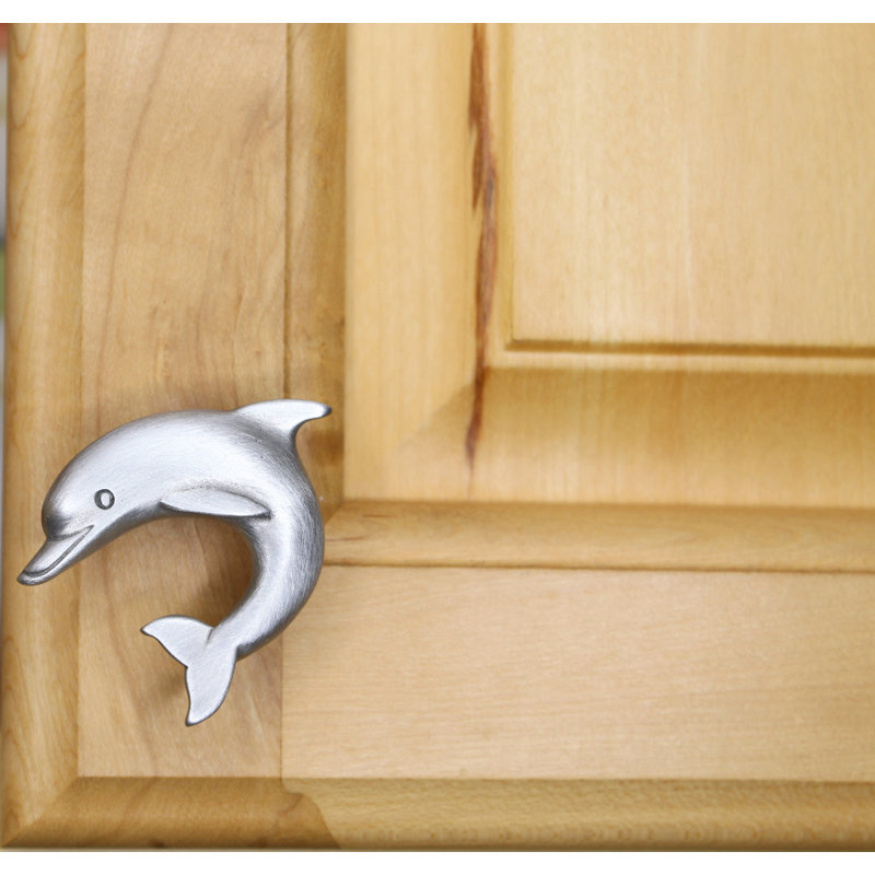 1.9" Dolphin Left Facing Small Knob, Brushed Nickel, 1.9" L x 1.7" W, 2