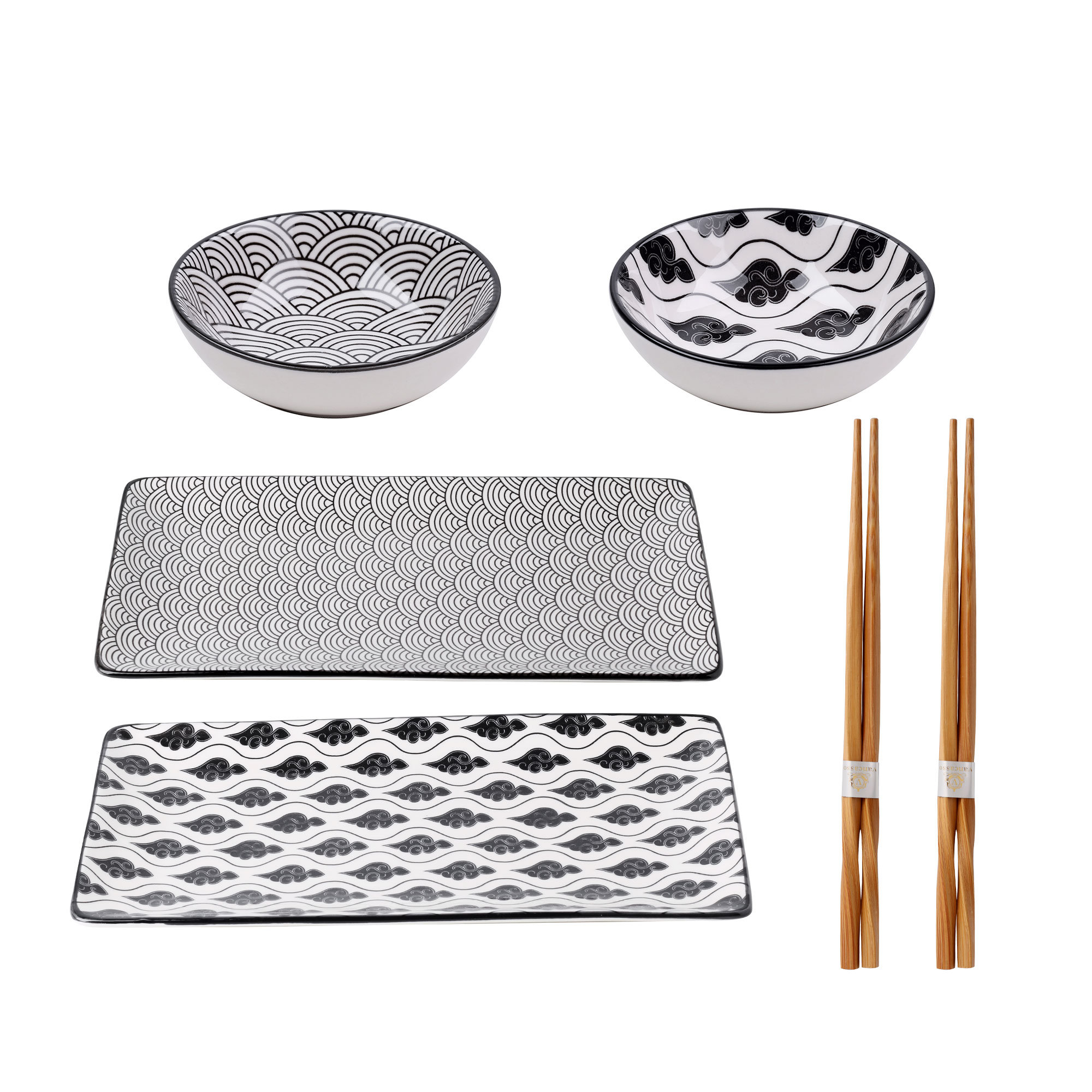 Vancasso Haruka 6Piece Sushi Plate Set, Service For 2 & Reviews