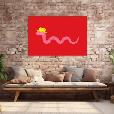 Wiggly Western Worm Colorful Contemporary Snake Wall Art Print 1 Piece Wrapped Canvas Wall Art
