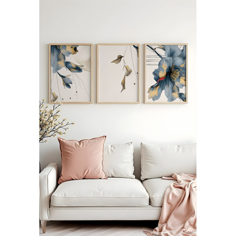 Élégante peinture décorative en panneau de fibres à densité moyenne (3 pièces), 19,7 po x 27,6 po chacune | 100% panneau de fibres à densité moyenne avec une épaisseur de 0,1 pouce, structure en bois massif (épaisseur: 1,0 pouce) | Parfait pour le salon, la chambre à coucher et le bureau