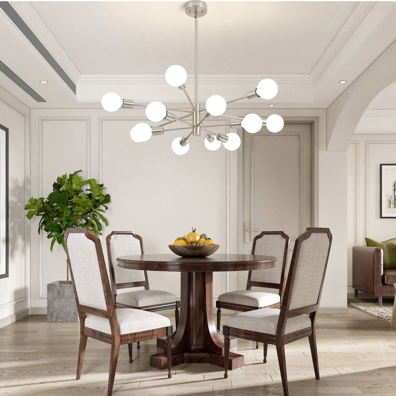 Lilwenn 12 - Light Sputnik Modern Linear Chandelier, Nickel