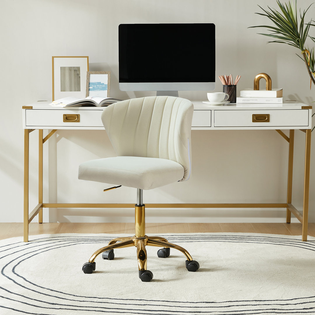 Petillo Swivel Velvet Office Task Chair with Adjustable Height and Padded Cushion