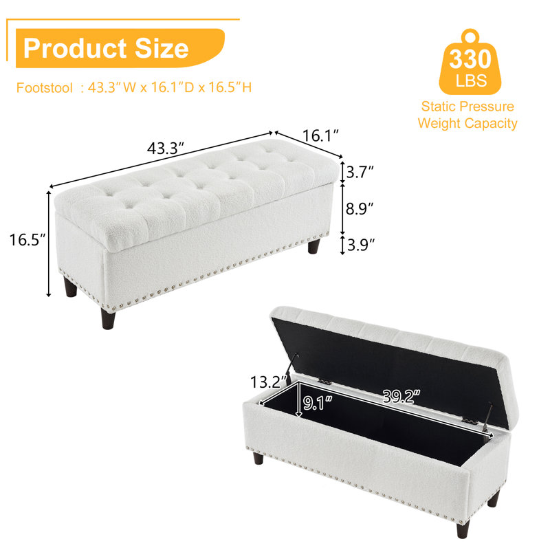 Banc rembourré Bashemath, 100 % lin blanc