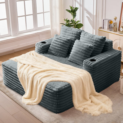 Chaise longue d'intérieur surdimensionnée de 57,5 ​​pouces avec revêtement en velours côtelé doux