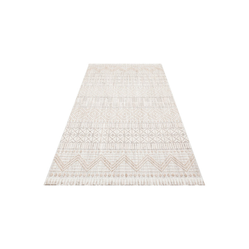 Stylish Flat Weave Carpet, 6.6 x 9.5 Feet, Grey & Beige | 100% Polyester, No Pile, Machine Woven, 1.3 lbs/sq ft | Easy to Clean, Vacuum & Spot Remover Safe | Perfect for Living Room, Bedroom & Office Decor